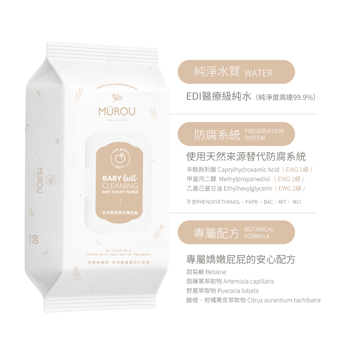 初沐屁屁濕式衛生紙 隨身包｜8抽 6包